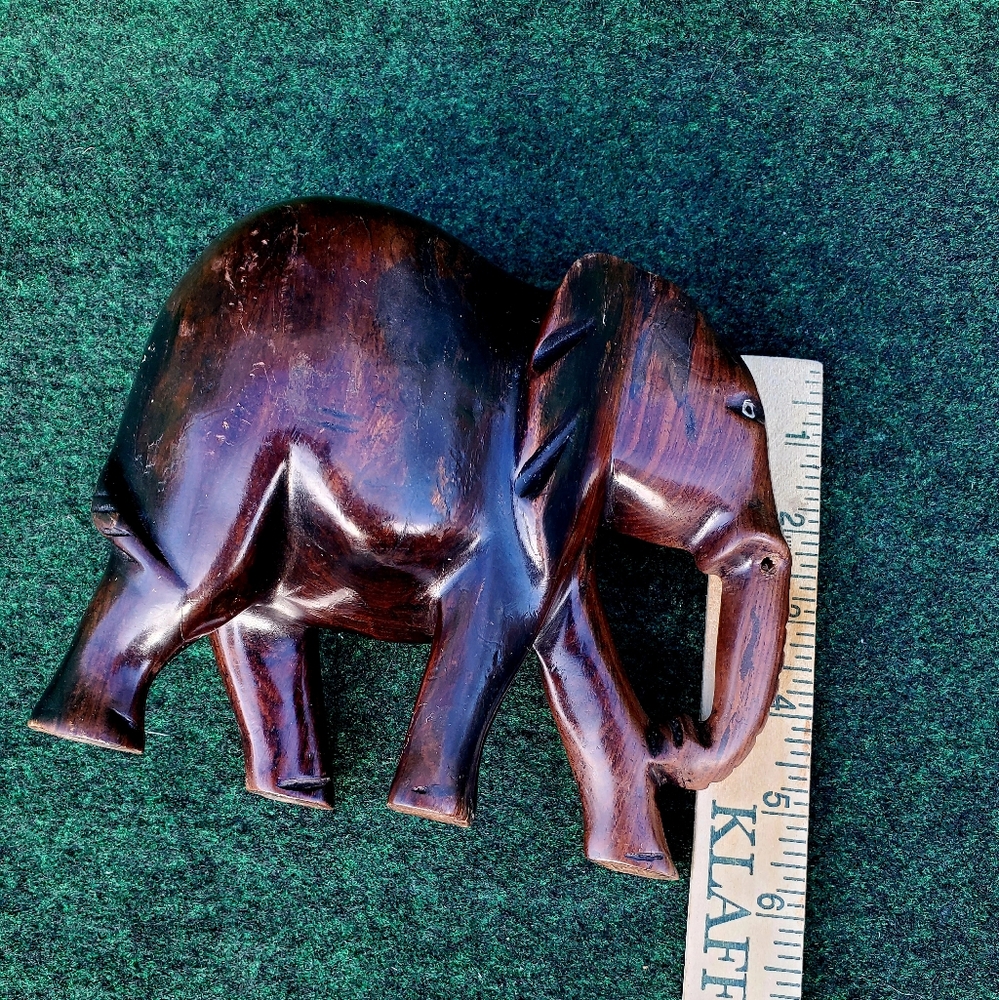 Handcrafted Elephant Wood Decorative Artisan 6"x6" Heavy 2lbs - Picture 10 of 14